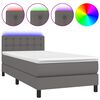 vidaXL Ł&oacute;żko kontynentalne z materacem i LED, szara ekosk&oacute;ra 80x200 cm