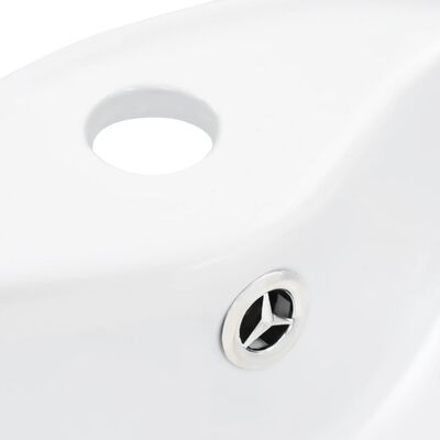 vidaXL Umywalka z przelewem, 36 x 13 cm, ceramiczna, biała