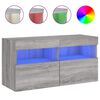 vidaXL Ścienna szafka TV, z LED, szary dąb sonoma, 80x30x40 cm