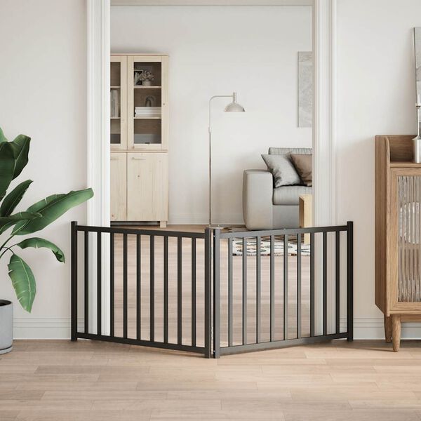 vidaXL Składana bramka dla psa, 2 panele, czarna, 160 cm, drewniana