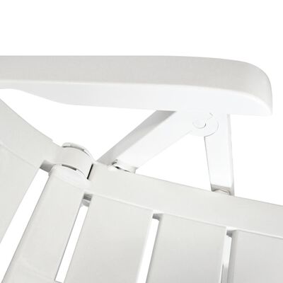 vidaXL Rozkładane krzesło ogrodowe, 2 szt., plastikowe, białe