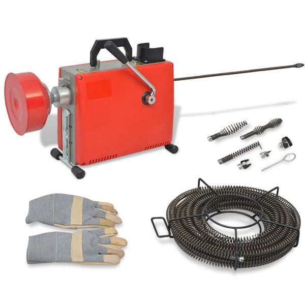 vidaXL Maszyna do czyszczenia rur, 250 W, 15 m x 16 mm 4,5 m x 9,5 mm