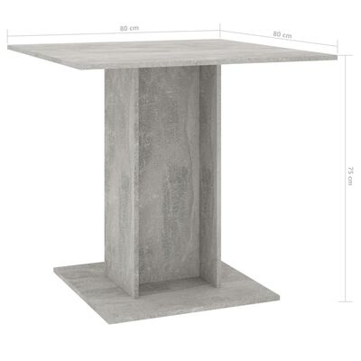 vidaXL Stół jadalniany, betonowy szary, 80 x 80 x 75 cm, płyta wiórowa