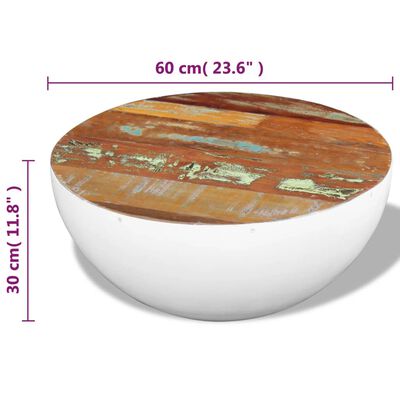 vidaXL Stolik kawowy w kształcie misy, drewno z odzysku, 60x60x30 cm