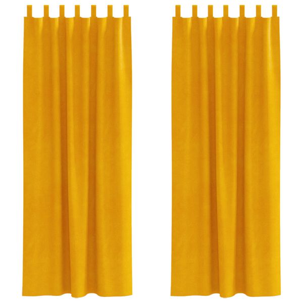vidaXL Zasłony zaciemniające 2 pcs Musztardowy Ż&oacute;łty 140 x 245 cm