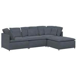 vidaXL Sofa modułowa z podn&oacute;żkiem i poduszkami aksamitna ciemnoszara