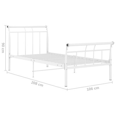 vidaXL Rama łóżka, biała, metalowa, 100 x 200 cm