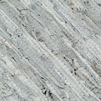 vidaXL Ręcznie tkany dywanik Chindi, skórzany, 190x280 cm, jasnoszary