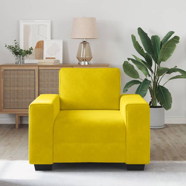 vidaXL Sofa Fotel Ż&oacute;łty 100x77x82 cm Aksamit