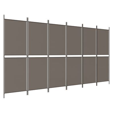 vidaXL Parawan 6-panelowy, antracytowy, 300x200 cm, tkanina