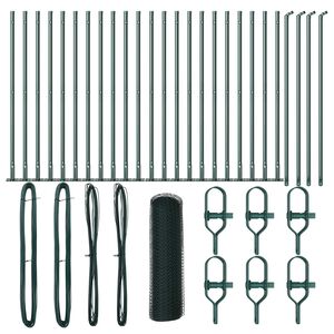 vidaXL Słupek ogrodzeniowy. Zielony 50 x 1 m (siatka 13 mm) Stal i PVC