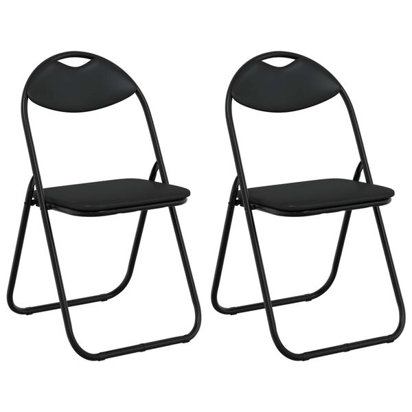 vidaXL Krzesło składane 2 pcs Czarny 48 x 43,5 x 81 cm