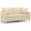 vidaXL 2-osobowa sofa z poduszkami, kremowa, 140 cm, tkanina