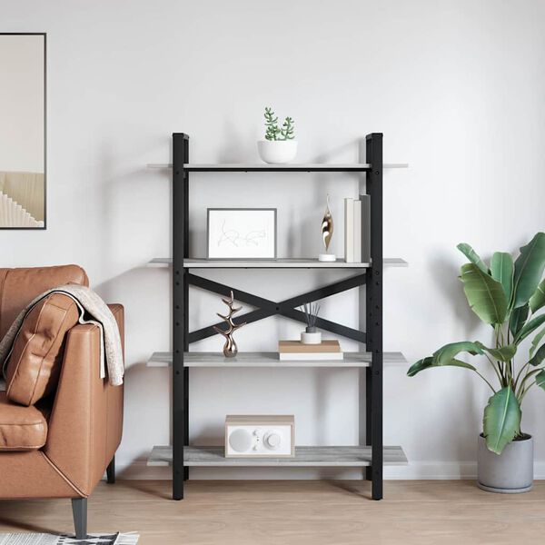 vidaXL P&oacute;łka na książki Szary Sonoma 100 x 33,5 x 140 cm