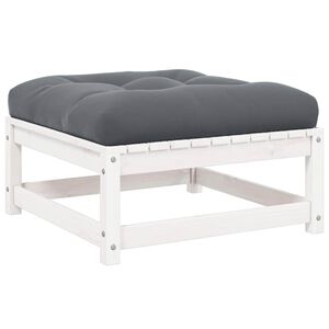 vidaXL Podn&oacute;żek ogrodowy z poduszką, białe drewno sosnowe