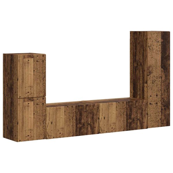 vidaXL Zestaw szafek RTV 4 pcs Stare drewno Materiał drewnopochodny