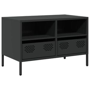 vidaXL Szafka RTV, czarna, 68x39x43,5 cm, stal walcowana na zimno