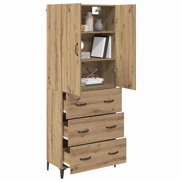 vidaXL Highboard z szufladą Dąb rzemieślniczy 69,5 x 34 x 180 cm