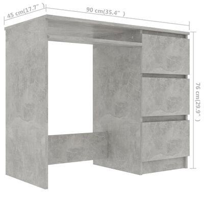 vidaXL Biurko, szarość betonu, 90x45x76 cm, płyta wiórowa