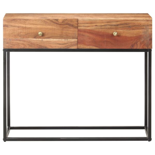 vidaXL Stolik konsola, 90x35x75 cm, surowe drewno akacjowe