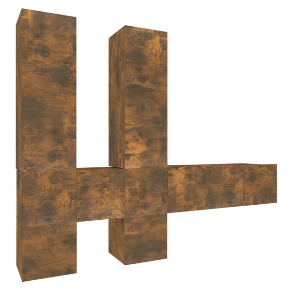 vidaXL Zestaw 7 szafek TV, przydymiony dąb, materiał drewnopochodny