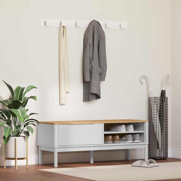 vidaXL Ławka do korytarza z szufladą FLORO Biały 115 x 40 x 45 cm