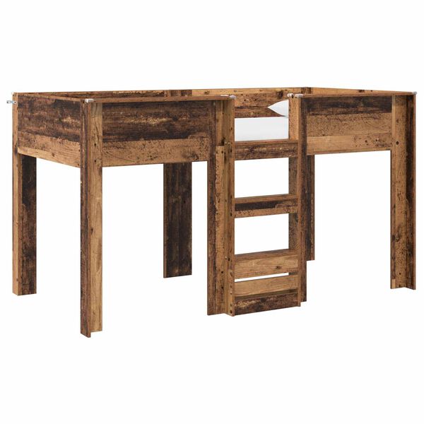 vidaXL Ł&oacute;żko piętrowe dla dzieci z materacem Stare drewno 100 x 200 cm