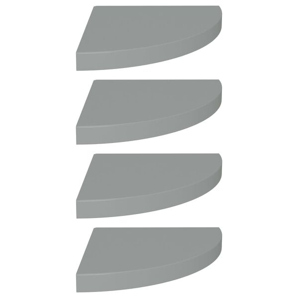 vidaXL Narożne półki ścienne, 4 szt., szare, 35x35x3,8 cm, MDF