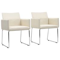 vidaXL Krzesła stołowe, 2 szt., stylizowane na lniane, białe, tkanina