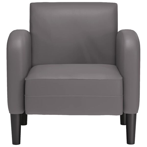 vidaXL Sofa Fotel z Podłokietnikami Szary 54 cm Sk&oacute;ra ekologiczna