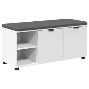 vidaXL Ławka w przedpokoju z poduszką Gładki Biały 100 x 38 x 46 cm