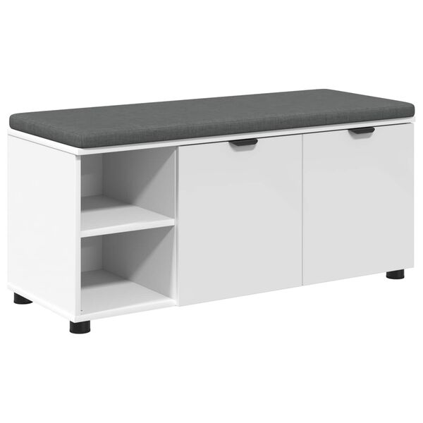 vidaXL Ławka w przedpokoju z poduszką Gładki Biały 100 x 38 x 46 cm