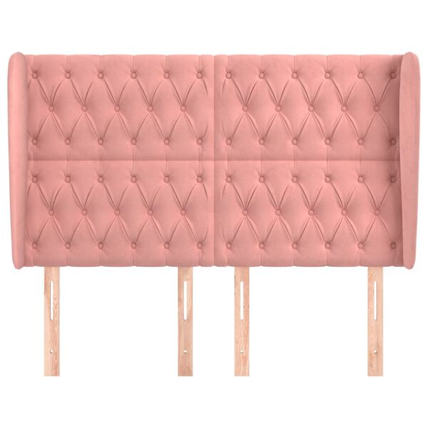 vidaXL Zagł&oacute;wek uszak, r&oacute;żowy, 163x23x118/128 cm, aksamit