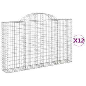 vidaXL Kosze gabionowe, 12 szt, 200x30x120/140cm, galwanizowane żelazo