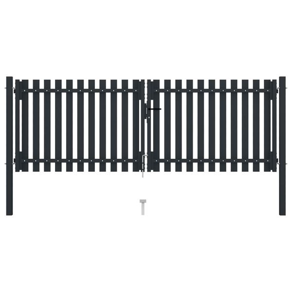 vidaXL Brama ogrodzeniowa Double Door Fence Fur Steel 300x125 cm Antracyt
