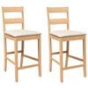 vidaXL Hokery barowe z poduszkami 2 szt. Naturalne drewno lite guma