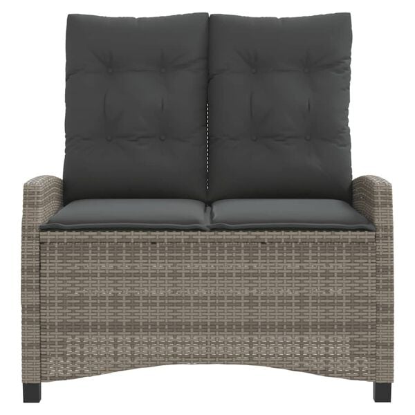 vidaXL Rozkładana ławka ogrodowa z poduszkami, szara, polirattan