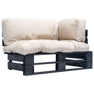 vidaXL Sofa ogrodowa z palet z piaskowymi poduszkami, sosna