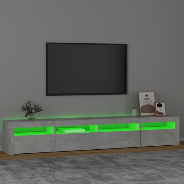 vidaXL Szafka pod TV z oświetleniem LED, szarość betonu, 240x35x40 cm