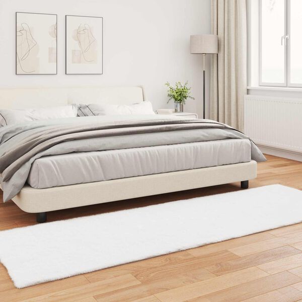 vidaXL Dywan z sztucznego kr&oacute;lika Olite Biały 80 x 250 cm Poliester