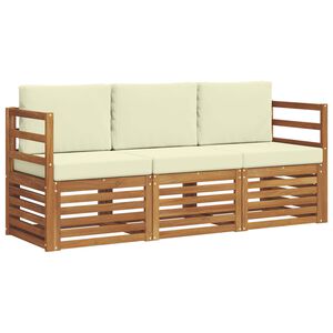 vidaXL Zestawy sof 3 pcs Naturalny i Kremowy Lite Drewno Akacji