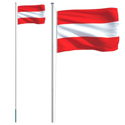 vidaXL Flaga Austrii z masztem, 6,23 m, aluminium