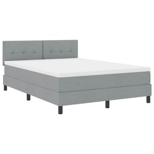 vidaXL Ł&oacute;żko sprężynowe z paskami LED Jasnoszary 140 x 190 cm tkanina