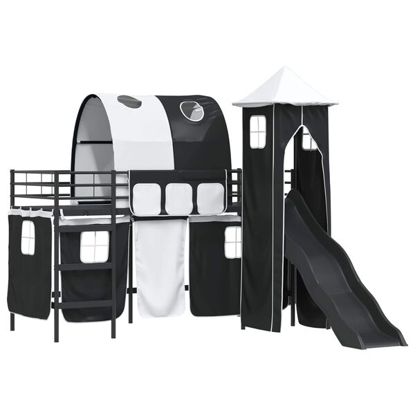 vidaXL Ł&oacute;żko piętrowe dla dzieci Czarny 99,5 x 190 cm Metal