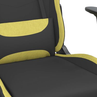 vidaXL Fotel gamingowy, z masażem, czarno-jasnozielony, tkanina