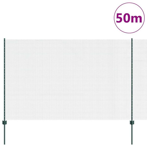 vidaXL Ogrodzenie z słupkiem Zielony 1,5 x 50 m Stal i PVC