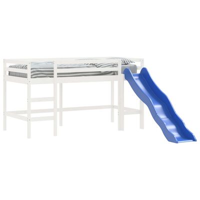 vidaXL Rama łóżka dla dzieci, ze zjeżdżalnią, biała, 90x190 cm, sosna