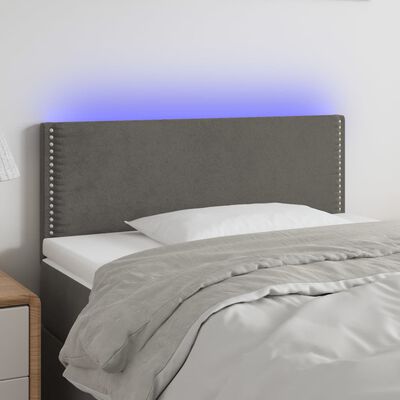 vidaXL Zagłówek do łóżka z LED, ciemnoszary, 80x5x78/88 cm, aksamit