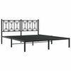 vidaXL Metalowa rama ł&oacute;żka z wezgłowiem, czarna, 160x200 cm