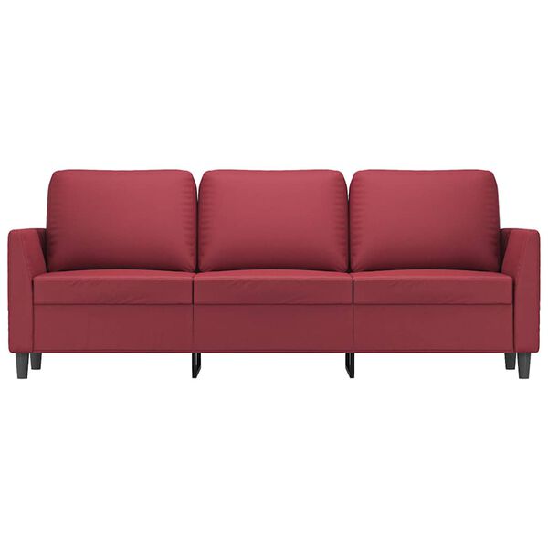 vidaXL 3-osobowa sofa, winna czerwień, 180 cm, sztuczna sk&oacute;ra